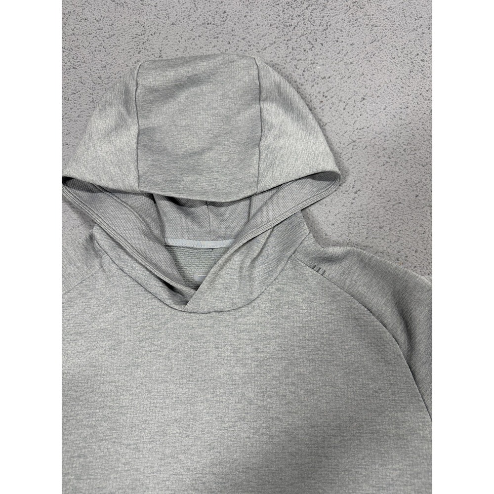 Lululemon Athletica Hoodie Mens Large Gray Pullover Zip Pockets Reflective Logo - Picture 3 of 8